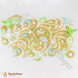 Cukrinės dekoracijos Jūros temai balta/ šviesiai žalia Cukrinės dekoracijos Jūros temai balta/ šviesiai žalia