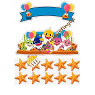 Valgomas paveiksliukas Baby shark figūrėlės