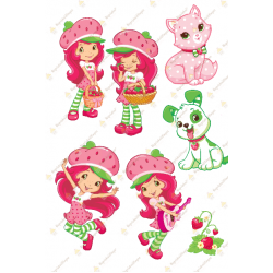 Valgomas paveiksliukas "Mergaitė braškė" figūrėlėms