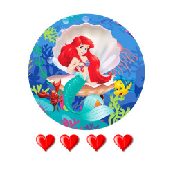 Valgomas paveiksliukas Undinėlė ir širdelės