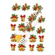 Paveiksliukas ant cukrinės masės Kalėdiniai varpeliai, žvakidės