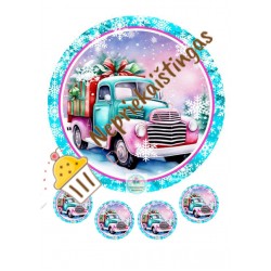 Valgomas paveiksliukas "Kalėdinė mašina"