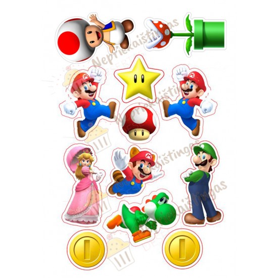 Valgomas paveiksliukas Super Mario figūrėlės Valgomas paveiksliukas Super Mario figūrėlės