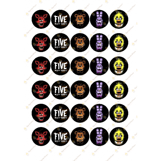 Valgomas paveiksliukas "Five nights at Freddy's". Spurgytėm, keksiukams puošti Valgomas paveiksliukas "Five nights at Freddy's". Spurgytėm, keksiukams puošti