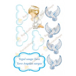 Valgomas paveiksliukas Krikštynoms ''Angelas sargas"
