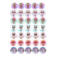 Valgomas paveiksliukas lėlytės LOL keksiukams, spurgytėms puošti Valgomas paveiksliukas lėlytės LOL keksiukams, spurgytėms puošti