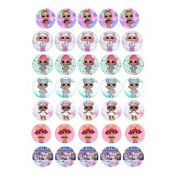 Valgomas paveiksliukas lėlytės LOL keksiukams, spurgytėms puošti Valgomas paveiksliukas lėlytės LOL keksiukams, spurgytėms puošti