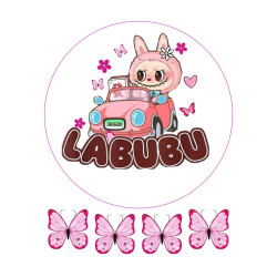 Valgomas paveiksliukas Labubu ir drugeliai