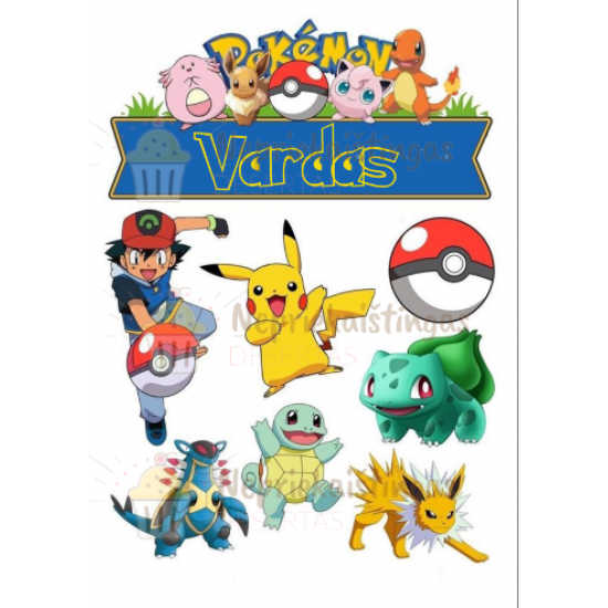 Valgomas paveiksliukas "Pokemonai" figūrėlėms Valgomas paveiksliukas "Pokemonai" figūrėlėms