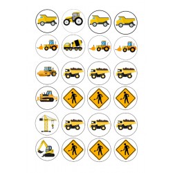 Valgomas paveiksliukas "Statybos" keksiukams, spurgytėms puošti