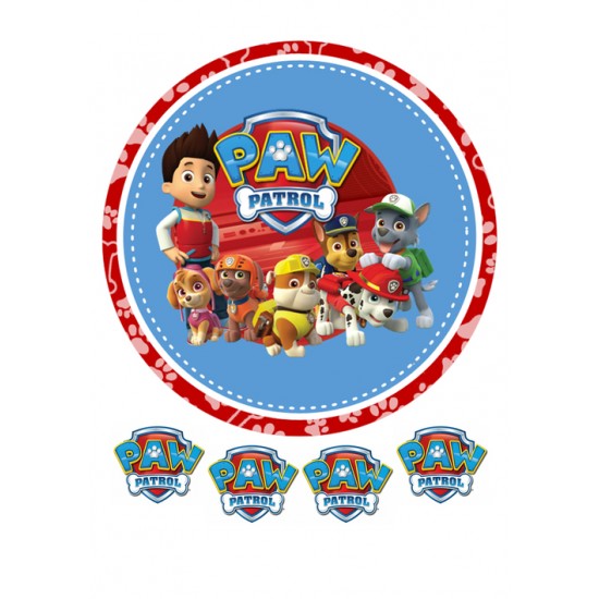 Valgomas paveiksliukas Paw patrol komanda ir ženkliukas Valgomas paveiksliukas Paw patrol komanda ir ženkliukas