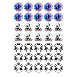 Valgomas paveiksliukas Tick Tok spurgytėm, keksiukams Valgomas paveiksliukas Tick Tok spurgytėm, keksiukams