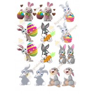 Valgomas paveiksliukas Velykiniai kiškiukai figūrėlėms