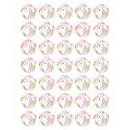 Valgomas paveiksliukas spurgytėm, keksiukam puošti. Vienaragiai Valgomas paveiksliukas spurgytėm, keksiukam puošti. Vienaragiai