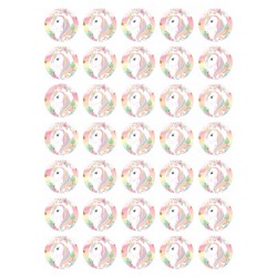 Valgomas paveiksliukas spurgytėm, keksiukam puošti. Vienaragiai