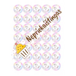 Valgomas paveiksliukas ,,Vienaragiai,,  keksiukams , sausainiams, spurgytėms Valgomas paveiksliukas ,,Vienaragiai,,  keksiukams , sausainiams, spurgytėms