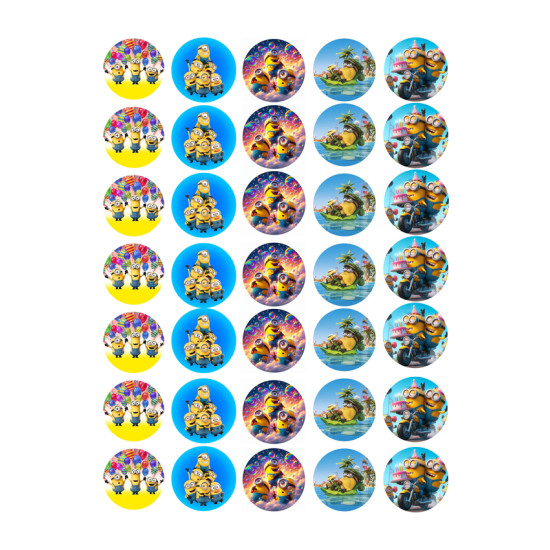 Valgomas paveiksliukas "Minions"- keksiukams, spugytėms Valgomas paveiksliukas "Minions"- keksiukams, spugytėms