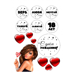 Valgomas paveiksliukas  "18-tam gimtadieniu" rusų kalba