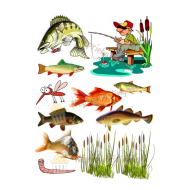 Valgomas paveiksliukas Žvejui - figūrėlės 