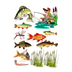 Valgomas paveiksliukas Žvejui - figūrėlės 