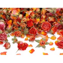 Džiovinti mažų rožyčių žiedeliai. Oranžinė spalva Džiovinti mažų rožyčių žiedeliai. Oranžinė spalva