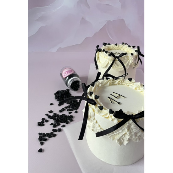 Mini cukrinės širdelės - juodos spalvos