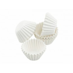 Maži keksiukų kepimo krepšeliai. Baltos spalvos 100 vnt / 25 mm Maži keksiukų kepimo krepšeliai. Baltos spalvos 100 vnt / 25 mm