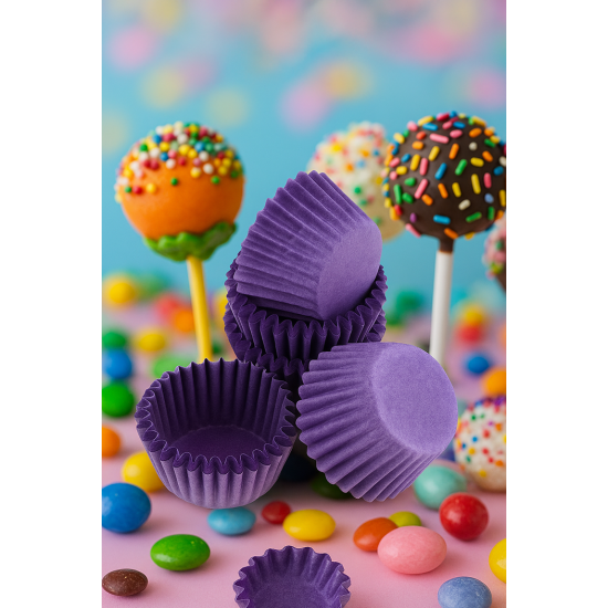 Mini keksiukų kepimo krepšeliai. 100 vnt. Violetinė spalva Mini keksiukų kepimo krepšeliai. 100 vnt. Violetinė spalva