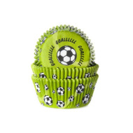 Žalios spalvos keksiukų kepimo krepšeliai futbolo tema 50 vnt