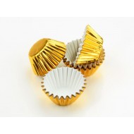 Maži keksiukų kepimo krepšeliai. Auksinės spalvos 60 vnt / 25 mm