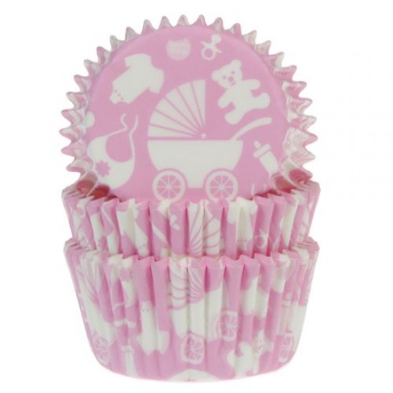 Keksiukų kepimo krepšeliai Baby Pink 50 vnt