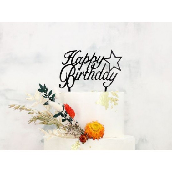 Torto smeigtukas "Happy Birthday" - juodas