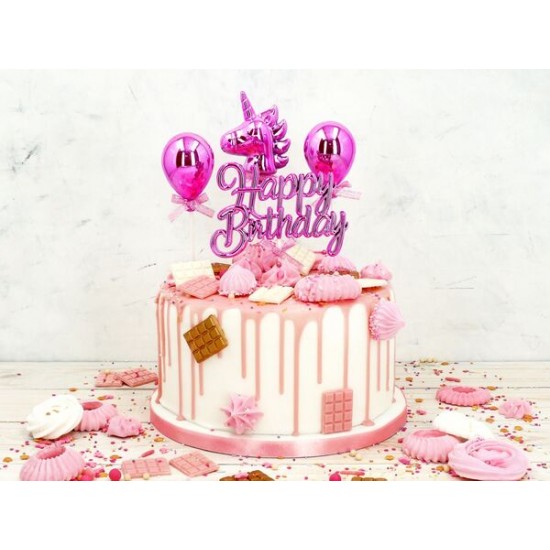Torto smeigtukas "Happy Birthday" - rožinis 