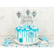 Torto smeigtukas "Happy Birthday" - sidabrinis Torto smeigtukas "Happy Birthday" - sidabrinis