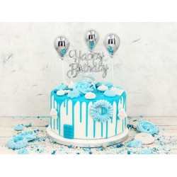 Torto smeigtukas "Happy Birthday" - sidabrinis Torto smeigtukas "Happy Birthday" - sidabrinis