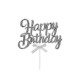 Torto smeigtukas "Happy Birthday" - sidabrinis