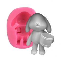 3D Silikoninė forma kiškiukas su kibirėliu 3D Silikoninė forma kiškiukas su kibirėliu