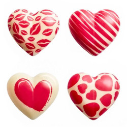 Balto šokolado širdelės 8 vnt Balto šokolado širdelės 8 vnt