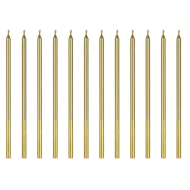 Gimtadienio žvakutės „Auksinės klasikinės“ (12 vnt, 14 cm)