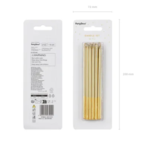 Gimtadienio žvakutės „Auksinės klasikinės“ (12 vnt, 14 cm) Gimtadienio žvakutės „Auksinės klasikinės“ (12 vnt, 14 cm)