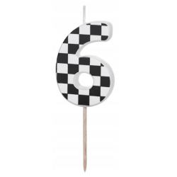 Gimtadienio žvakutė su languotos vėliavos raštu 6 Gimtadienio žvakutė su languotos vėliavos raštu 6