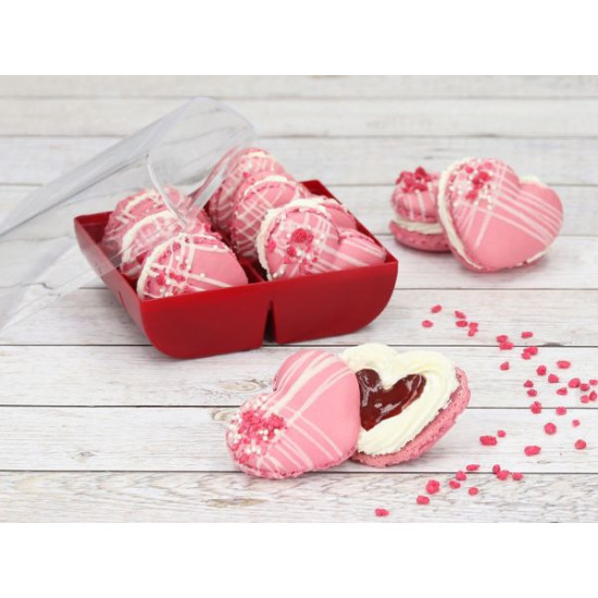 Daugkartinė Macarons dėžutė 6 vnt (tamsiai raudonu dugnu)