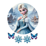 Valgomas paveiksliukas Elza su drugeliais